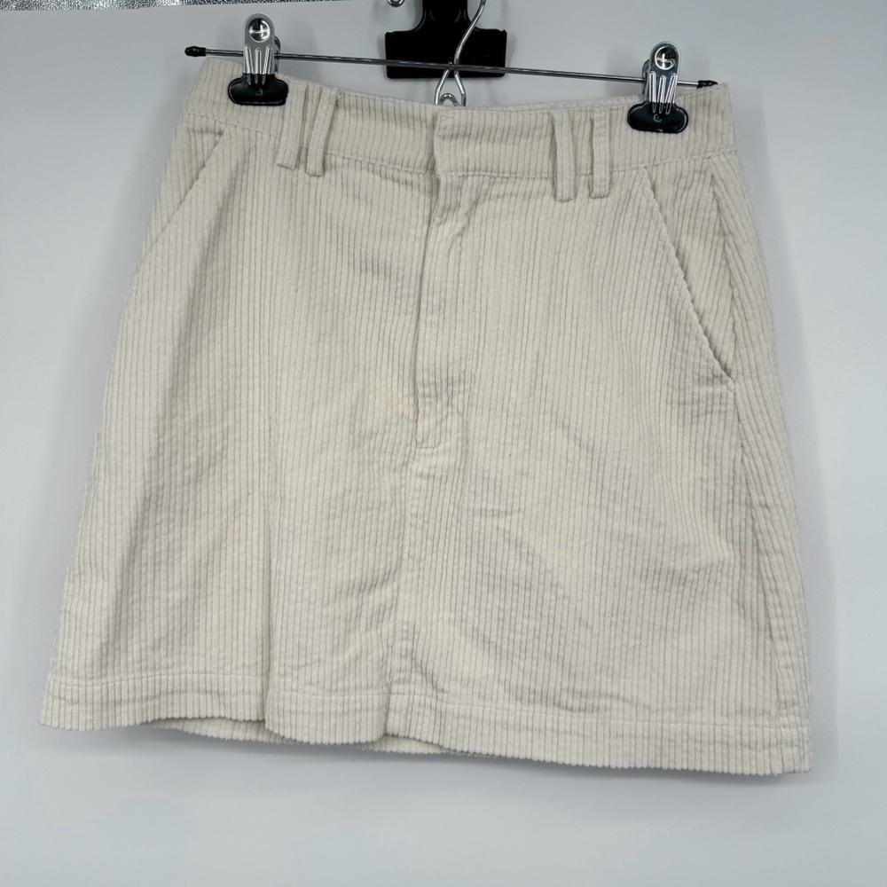 Frank And Oak Cream Corduroy Mini Skirt High Waisted Cotton Western Boho Small